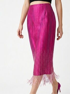 Muse silk skirt with fringe
